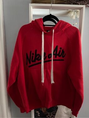 Nike Red Crewneck Hoodie with Black Nike Air Script